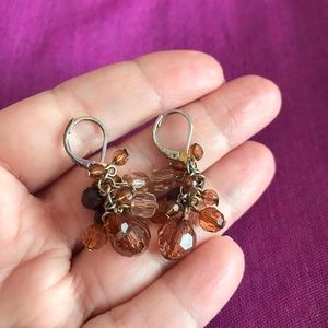Shimmering Purple Amber Beaded Silver Hardware Earrings
